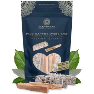 ELEVAVIDA Lot de 2 encens naturels pour la Purification de l'&eacute;nergie, la Sauge Blanche (Salvia Apiana) de Californie et 2 x Palo Santo du P&eacute;rou &ndash; b&acirc;tons d'encens naturels pour la Purification de (ELEVAVIDA, neuf)