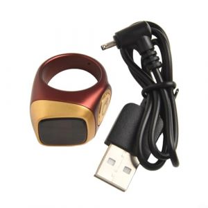 Solaughguy Bague Zikr intelligente par IQibla, compteur num&eacute;rique &eacute;tanche, bague compteur intelligent, avec 5 notifications d'heures de pri&egrave;re et alertes par vibration pour hommes et femmes avec 3 (Zecengstar, neuf)