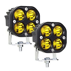 Willpower 2PCS Phare de Travail LED Tracteur 7.6cm 3'' 40W Jaune Projecteur LED 12V 24V Etanche IP67 Feux Antibrouillard LED pour 4x4 Voiture Camion SUV Bateau Carré (YZ-EU, neuf)