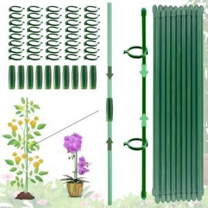 (110PCS) Tuteur Plante Interieur, Tuteur pour Orchidees, 20 Tuteur Fleur Interieur, 40 Mousquetons, avec 10 Tubes d'extension, Supports pour Plantes, Tomates, Orchid&eacute;es, Tuteur Orchidee (FengJiaHui, neuf)