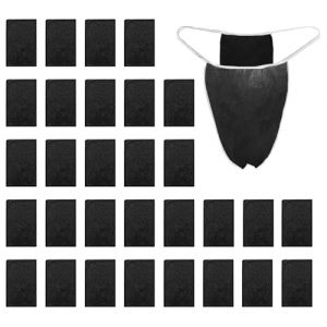 TUONYIS 30 Pi&egrave;ces Slips Jetables pour Hommes, Culotte Jetable Slip Hommes Strings, Non Tiss&eacute;s String T (FR/ES, Alpha/Lettres, Taille Unique, Taille Normale, Taille Normale, Noir) (ZECAI TONG, neuf)