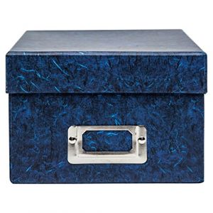 The Photo Album Company Limited | Bo&icirc;te de rangement photos rigide | Bleu profond, 22,4x16,7x11,4cm, 700 photos 10x15cm | Sans acide, intercalaires inclus | Organisation souvenirs (FramesForPhotos, neuf)