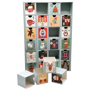 Bambelaa! Calendrier de l'Avent en carton robuste et plastique - 24 compartiments &agrave; remplir - D&eacute;coration de No&euml;l pour enfants et adultes - DIY - D&eacute;coration de l'Avent festive - Environ 38,5 x 26 x 6,5 (Bambelaa!, neuf)