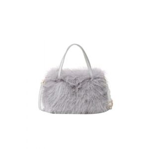 Ulisty Femmes Petit Fausse Fourrure de Renard Cabas Mini Sac Fourre-tout Sac à poignées Peluche Sac à épaule Sac à bandoulière Sac à main gris (howoo, neuf)