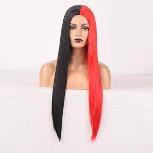 Perruque Synthétique Afro Kinky Curly Orange Couleur Vague Naturelle Longue Perruque Pour Femmes Noires Blanches Haute Température Fibre Cheveux Gris Perruques Pour Femmes (Couleur : Noir Rouge, Long (ydxdsp, neuf)