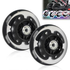 Roues de Trottinette Lumineuses, Lot de 2 Roues de Rechange pour LED Trottinette, Roue Trottinette mit Roulements ABEC 7, Lpour Plupart des Trottinettes (Black-100mm) (REACHING STAR UK, neuf)