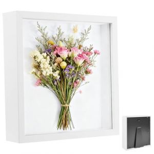 Cadre Photo 3D, Profond 3 cm, Cadre Photo Profond 30 x 30 cm, avec Plaque Acrylique Transparente, Cadre 3D pour Bouquet de Mariage, Cadre en Bois, pour la Maison, Blanc (Huamirra Eur, neuf)