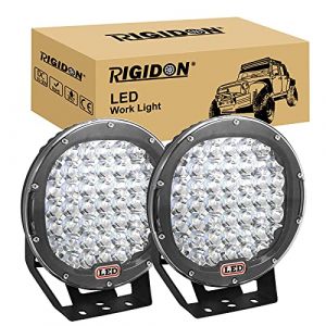 RIGIDON 2 Pcs Rampe de Phare LED, Noir 9 Pouces 225W 12V 24V Lampe de Travail LED, LED Spotlight Feux de Travail pour Offroad V&eacute;hicule Voiture camions SUV ATV 4x4 Bateau,6000k Blanc LED Headlight (Sanyue-EU, neuf)