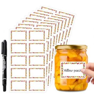 LEPGUYO 100 &Eacute;tiquettes Autocollantes pour Bocaux de Marmelade, Cadeau Stylo &agrave; &Eacute;tiqueter, Imperm&eacute;ables pour Pots & Bouteilles en Verre (JIANG JUNNAN UK STORE, neuf)