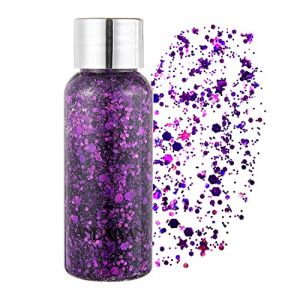 GL-Turelifes Sirène Paillettes Chunky Glitter Liquide Fard À Paupières Glitter Body Gel Festival Glitter Cosmétique Visage Cheveux Ongles Maquillage Longue Durée Mousseux 30g (06# violet) (GL-Turelifes, neuf)