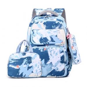 FANDARE Mignon Sac à Dos Enfant Filles Garçons Sacs à dos loisir avec panier repas & trousse Sac a dos maternelle Cartables scolaires Sacs d'école Sacs portés dos Sacs Voyage Sacs Scolaires Bleu foncé (OÜ HULGY, neuf)