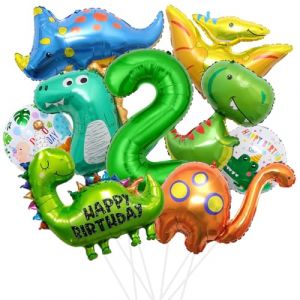 2er anniversaire dinosaure garçon, déco anniversaire 2 an dinosaure, ballons hélium dinosaure, ballon géant feuille dinosaure pour garçon décorations anniversaire enfant jungle accessoires fête (SPRINLOT STORE, neuf)