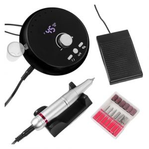 Perceuse de manucure professionnelle 45000 tr/min, perceuse &agrave; ongles &eacute;lectrique, blanc, rose, violet, ponceuse, for enlever les cuticules et le Gel(DMJ-203-Black) (All-category professional stores, neuf)