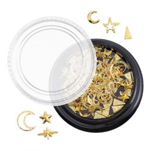 FIXOSHEE 1 bo&icirc;te Paillettes Ongles &Eacute;toile Lune Alliage Dor&eacute; Nail Charms D&eacute;coration DIY Accessoires Ongles avec Bo&icirc;te de Rangement (Jiingsq, neuf)
