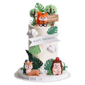 DIELOVEHUA Décoration de Gâteau Animaux Jungle, 4 Pièces Jungle Cupcake Topper, Gâteau D'anniversaire Écureuil Hérisson, Décoration de gâteau safari, Anniversaire Gâteau Fête Déco (MINGYANYA LIMITED, neuf)