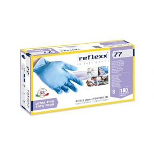 Reflexx R77100/S sans poudre Gants en nitrile gr 3.0, petite taille, Bleu clair (lot de 100) (E-bestsale, neuf)