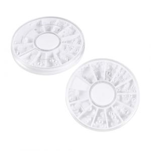 WRITWAA Lot De 5 12 Nail Art Pearl Diamond Plat Patch Ongles Autocollant Manucure Artisanat Perles Patch Décor Naturel Kit De Perles Pour Les Ongles (Saieli, neuf)