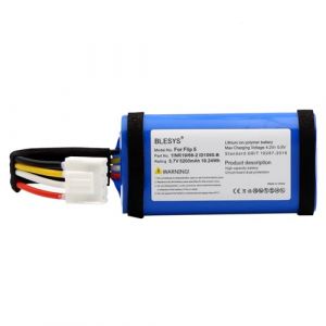 BLESYS Batterie Li-ION pour JBL Flip 5, 3,7V 5200mAh SUN-INTE-152 1INR19/66-2 ID1060-B pour Haut-Parleur Bluetooth JBL Flip 5ème génération (HengSi, neuf)