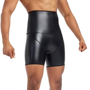 YOSUWOAI Legging effet mouillé brillant en cuir synthétique pour homme - Taille haute - Gaine abdominale - Collants de compression - Pantalon de sport - Collants de sport - Collants en cuir noir, Z04 (LDeianp, neuf)