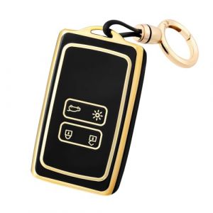 OFF WE GO Coque de Cl&eacute; Voiture pour Renault Voiture Cl&eacute; &agrave; T&eacute;l&eacute;commande &Eacute;tui avec Porte-cl&eacute;s TPU Coque Protection Cl&eacute; Voiture pour Clio Espace Talisman Megane Kadjar Captur Arkana Sandero, Or Noir (OFF WE GO, neuf)
