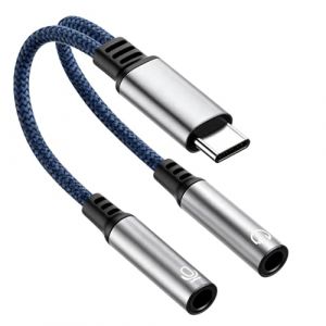 Adaptateur USB C vers Jack 3,5 mm, Splitter Type C vers Double Jack &Eacute;couteur pour Microphone et Audio, C&acirc;ble Prise Casque Audio R&eacute;partiteur pour iPhone 16/15 Pro Max iPad Samsung Galaxy S22 S23 S24 (CanJiaLiMao, neuf)