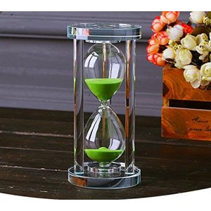 MINGZE Sablier cristal transparent Sablier Horloge Artisanat Verre Décoration, 15 Minutes / 30 Minutes / 60 Minutes (Vert, 60 Minutes) (MINGZE, neuf)