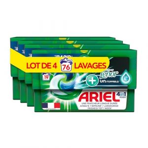 Ariel 4in1 PODS, Lessive Liquide En Capsules 76 Lavages (4x19 Tablettes), +Touch Of Lenor Unstoppables, Une Fraîcheur Longue Durée Jusqu’à 1 Semaine (Hermie Home & Garden, neuf)