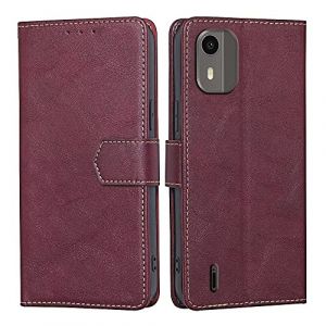 RankOne Coque pour Nokia C12 (6.3" inches), Coque Etui Protection Housse Premium en Cuir PU - Rouge (Rankone, neuf)