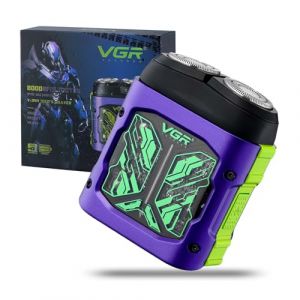 VGR 344 Mini Rasoir &Eacute;lectrique Hommes, Shaver Homme de Voyage Portable, Avec Deux T&ecirc;tes Rotatives Magn&eacute;tiques, Facile &agrave; Nettoyer, Rasoir Facial Compact, &Eacute;tanche IPX6, Chargement USB, Violet (VGR-FR, neuf)