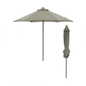 JJ. Parasol droit rond Push-up &Oslash;230 cm Parasol droit &Oslash;2,3 m Ouverture facile push-up Toile polyester 180g/m2 Gris argile (VERYCOOK, neuf)