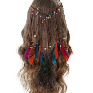 Bohème & Indien Coiffe, Cheveux Hippie Bandeaux avec Plumes, Coiffe Indienne Femme, Bandeau à Plumes Bohème, Coiffe Indienne, Bohémien Indian Headdress Coiffure, pour Femmes et Filles (LIUqiannan, neuf)