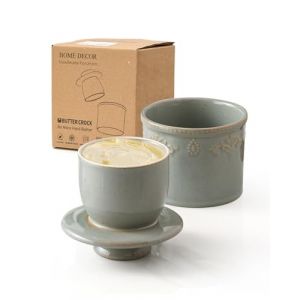 HOME DECOR Beurrier en c&eacute;ramique, cloche &agrave; beurre avec couvercle, beurrier fran&ccedil;ais pour beurre frais et &agrave; tartiner, sans BPA - Turquoise vert (legna, neuf)