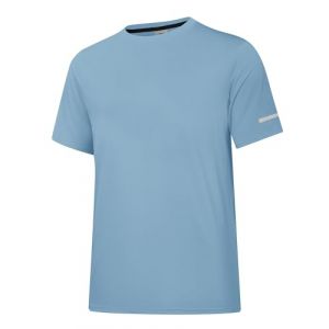 Maillot Anti-UV UPF 50+ pour Hommes - T-Shirt Manches Courtes de Protection Solaire - L&eacute;ger, s&eacute;chage Rapide - Tee-Shirt Natation/Surf avec Protection SPF UV Gris-Bleu 08-XL (holure, neuf)