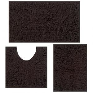COMPOLICY Ensemble de 3 tapis de bain - Ensemble de tapis de bain doux avec surface antid&eacute;rapante, tapis de bain en chenille absorbants pour salle de bain, toilettes et douche - Lavables en machine (longhuadianzi, neuf)