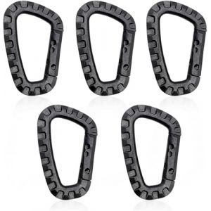 KAFULI Lot de 5 Mousquetons en Plastique,Mousqueton Tactique Militaire Durable Forme en D Multifonctionnelle Sac &agrave; Dos pour Camping Randonn&eacute;e P&ecirc;che Gym Usage Ext&eacute;rieur Mousqueton (YEERSHANGMAO01, neuf)