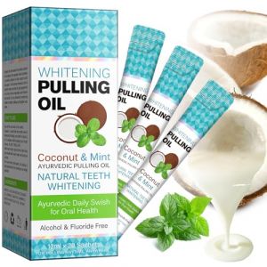 Lot de 20 sachets d'huile de noix de coco, huile de menthe, sachets de voyage, haleine fraîche et blanchiment des dents et gencives saines, huile de noix de coco naturelle avec huile de noix de coco (dongyiquanqiuzhan, neuf)