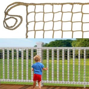BERADNET Filet de Protection Enfant Filet Chat Balcon Filet de S&eacute;Curit&eacute; en Polyester pour Escaliers Garde Corps Filet Corde Filet Anti Chute sans N&oelig;Uds Universel Filet Protection Marron(2X2m) (HYS-ET, neuf)