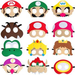 Hillylolly Masque Mario Enfant 12 Pièces Masque Mario Anniversaire, Masque Enfant Déguisement, Masques en Feutre, Cosplay Masques pour Enfants pour Mascarade, Anniversaire, Décoration de Fête (MINGSWL, neuf)