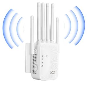 Repeteur WiFi Puissant,Amplificateur WiFi,repeteur WiFi,avec 6 Antennes Puissantes,2 Ports LAN,Mode R&eacute;p&eacute;teur & Routeur & AP,repeteur WiFi Exterieur Couverture WiFi de 3000 pi&sup2;,Facile &agrave; Installer (MAN LAN SHOP, neuf)