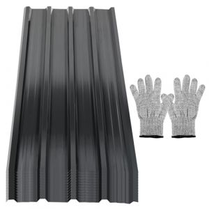 Jaxguom Set de t&ocirc;les ondul&eacute;es 48 pi&egrave;ces (28 m&sup2;) 129 x 46 cm, plaques de toiture en m&eacute;tal zingu&eacute; en anthracite, plaques de t&ocirc;le ondul&eacute;e pour carport, abri de jardin et chenil, r&eacute;sistantes aux (Yuet-Chi, neuf)
