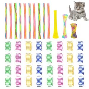 DGUSO 42Pcs Ressort Jouet Chat Jouets à Ressort Colorés pour Chat Spirale en Plastique Coloré pour Chats Jouet à Ressort pour Chat Jouets pour Chat à Ressorts Enroulés Colorés (Couleur aléatoire) (YELLOW FLYINGMAN LIMITED, neuf)