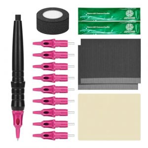 Zalati Kit d'entra&icirc;nement au tatouage &ndash; Rose, 16 pi&egrave;ces, pour adulte, r&eacute;sistant &agrave; l'eau, stylo de tatouage et recharges, peau d'entra&icirc;nement, tapis de table, pommade, adapt&eacute; aux d&eacute;butants (zalati EU, neuf)