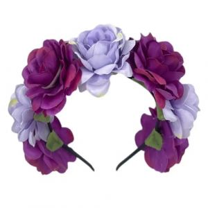 Fausse fleur d&eacute;cor couronne bandeau Imitation Rose fleur bandeau fleur couronne casque Pour femmes filles accessoires de cheveux(Color7) (Q2001Hc, neuf)