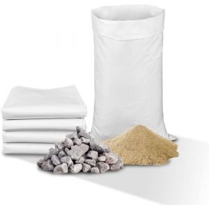Sac Gravat Blanc Tissé par Lot | Capacité de 80 Litres = 55X95 cm | Tissé - Indéchirable - Réutilisable | Pierre - Gravier - Sable | Gant Manutention Compris (50) (SANYGIENE, neuf)