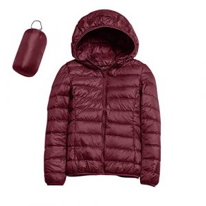 Doudoune L&eacute;g&egrave;re Femme D'hiver Chaude avec Capuche Plume Cintree Veste en Duvet Courte Grande Taille Duvet Jacket Pliable Fine Veste de Transition Rembourr&eacute;e et Doubl&eacute;e pour Montagne Randonnee (XXL) (LDpOIQta, neuf)