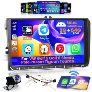 Inefala [2G+64G] Autoradio Android 15 pour VW Golf 5 Golf 6 Skoda Polo Passat Tiguan Touran 9 Pouces Écran Tactile avec Carplay sans Fil Android Auto Bluetooth GPS WiFi FM RDS Caméra de Recul (Inefala, neuf)