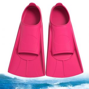 Palmes de natation pour enfants - 100 % silicone - Palmes courtes - Pour enfants - Palmes de plong&eacute;e en silicone - Palmes d'entra&icirc;nement l&eacute;g&egrave;res et courtes - Pour gar&ccedil;ons et filles - XS - Rouge (BOJIEDIANZI, neuf)