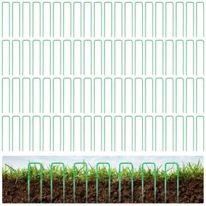 GBACHOOSE Lot de 100 piquets d'ancrage au sol en forme de U - 15 cm - Vert - Piquets stables - En tissu anti-mauvaises herbes - Pour gazon artificiel, grille de pelouse, cl&ocirc;ture (GBACHOOSE, neuf)