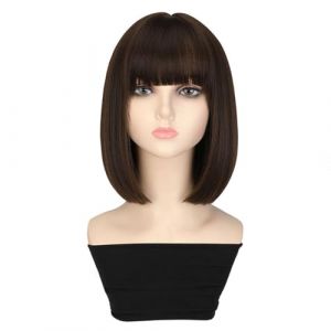 Perruque Femme Perruque Femme Haut Tendance Pleine Tête Cheveux Courts Madame Droite Cheveux Courts Perruque Synthétique Quotidien Fête Perruque Perruques pour Femmes Morceau de Cheveux(Color:A) (wuwuwucc, neuf)