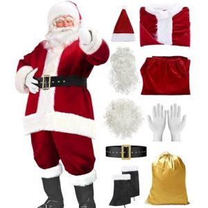 MOVAWAKY Costume PèRe NoëL Grande Taille, Deguisement Pere Noel Moto PièCes Costume DéGuisement Complet Habit Pere Noel Tenue pour Hommes pour Hommes Adultes Adolescent | | (MOVAWAKY, neuf)